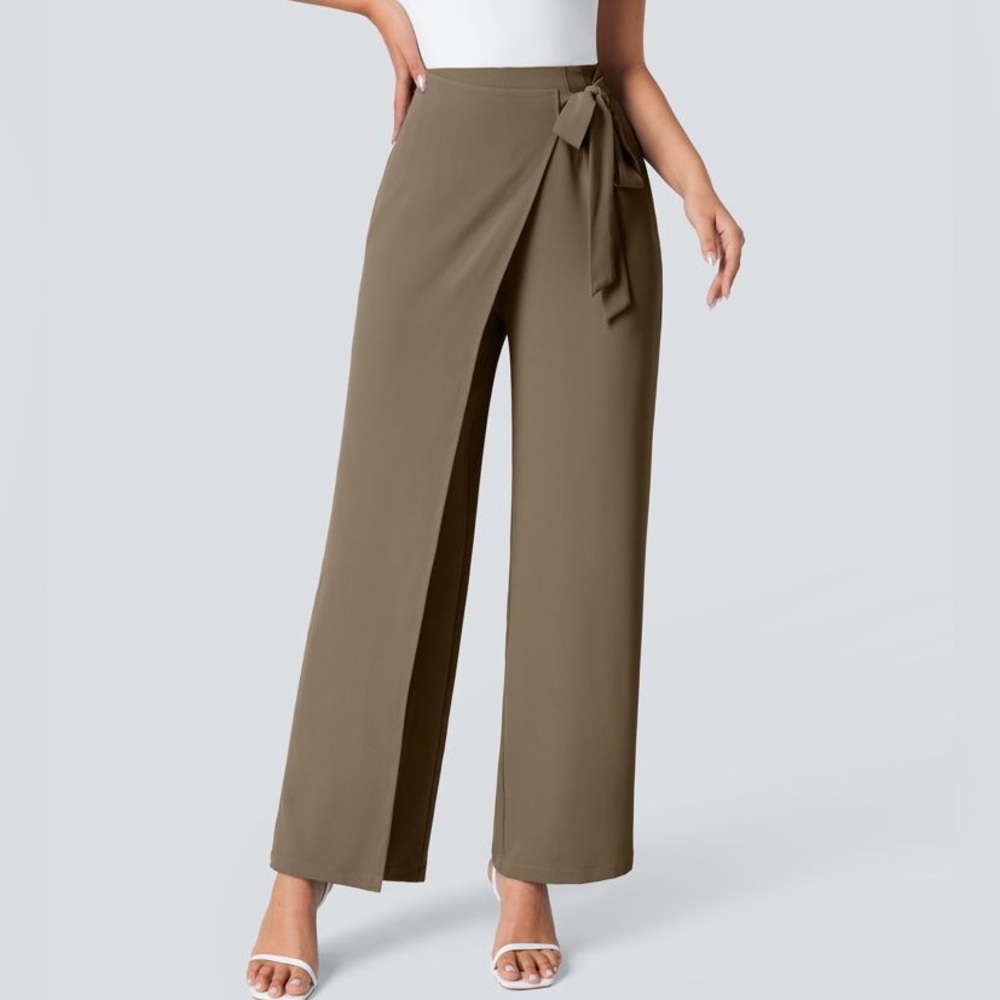 Wide Leg Side Tie Trousers